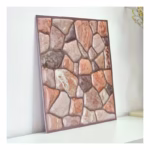 Set 10 Placi Tapet 3D, Flippy, 30 x 30 cm, din PVC, Tip Piatra, Suprafata acoperita 0.9 mp, Autoadeziv, Caramiziu - imagine 2