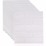 Set 10 Placi Tapet 3D, Flippy, 35 x 38 cm, Grosime 3 mm, din Polietilena, Model Caramida, Suprafata acoperita 1.33 mp, Alb - imagine 5
