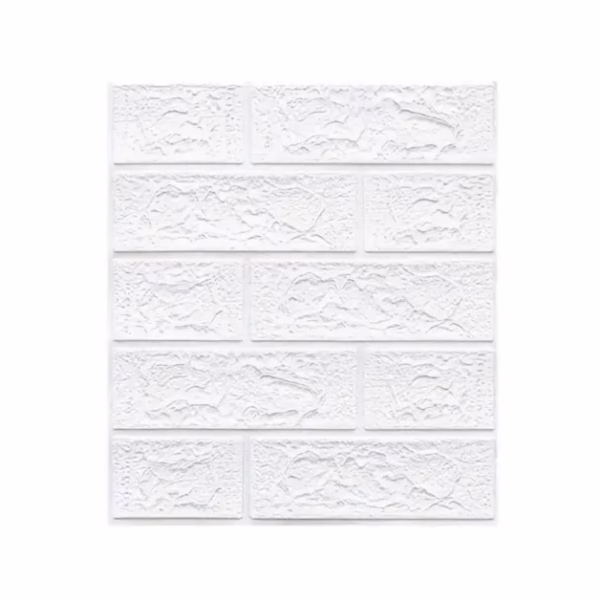 Set 10 Placi Tapet 3D, Flippy, 35 x 38 cm, Grosime 3 mm, din Polietilena, Model Caramida, Suprafata acoperita 1.33 mp, Alb - imagine 1