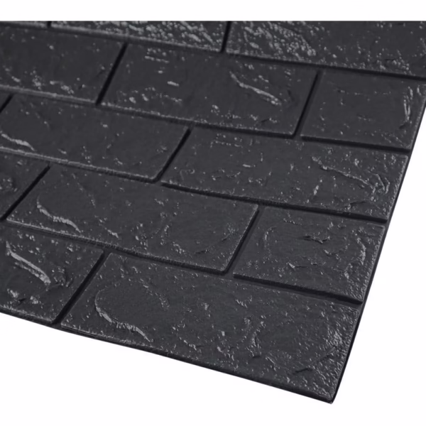 Set 10 Placi Tapet 3D, Flippy, 35 x 38 cm, Grosime 3 mm, din Polietilena, Model Caramida, Suprafata acoperita 1.33 mp, Negru - imagine 5