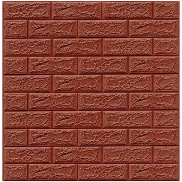 Set 10 Placi Tapet 3D, Flippy, 35 x 38 cm, Grosime 3 mm, din Polietilena, Model Caramida, Suprafata acoperita 1.33 mp, Maro - imagine 2
