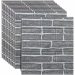 Set 10 Placi Tapet 3D, Flippy, 35 x 38 cm, Grosime 3 mm, din Polietilena, Model Caramida, Suprafata acoperita 1.33 mp, Gri - imagine 4