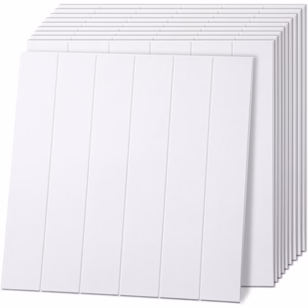 Set 10 Placi Tapet 3D, Flippy, 70 x 70 cm, Grosime 3 mm, din Rasina, Tip Placi de Lemn, Suprafata Acoperita 4.9 mp, Alb - imagine 8