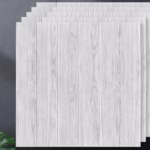 Set 10 Placi Tapet 3D, Flippy, 70 x 70 cm, Grosime 3 mm, din Rasina, Tip Placi de Lemn, Suprafata Acoperita 4.9 mp, Gri Deschis - imagine 3