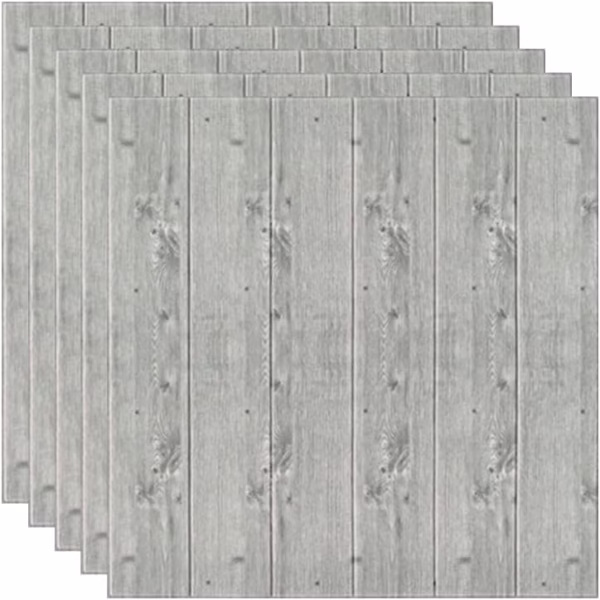 Set 10 Placi Tapet 3D, Flippy, 70 x 70 cm, Grosime 3 mm, din Rasina, Tip Placi de Lemn, Suprafata Acoperita 4.9 mp, Gri Inchis - imagine 4