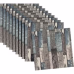 Set 10 Placi Tapet 3D, Flippy, 70 x 70 cm, Grosime 3 mm, din Rasina, Tip Placi de Lemn, Suprafata Acoperita 4.9 mp, Gri/Albastru - imagine 7