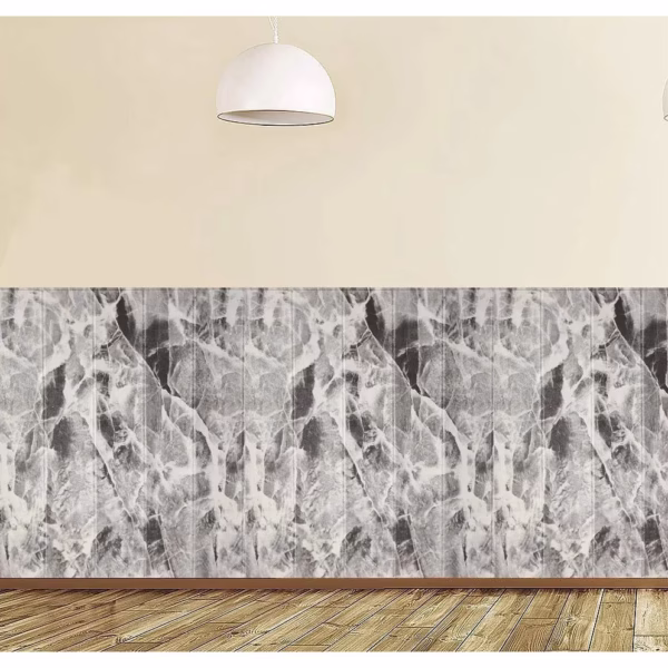 Set 10 Placi Tapet 3D, Flippy, 70 x 70 cm, Grosime 3 mm, din Rasina, Tip Placi de Lemn, Suprafata Acoperita 4.9 mp, Gri Marmorat - imagine 3
