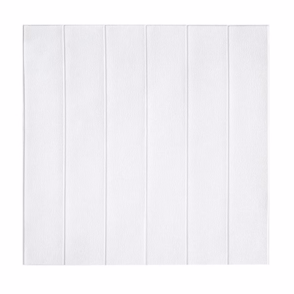 Set 10 Placi Tapet 3D, Flippy, 70 x 70 cm, Grosime 3 mm, din Rasina, Tip Placi de Lemn, Suprafata Acoperita 4.9 mp, Alb - imagine 1