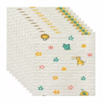 Set 10 Placi Tapet 3D, Flippy, 70 x 77 cm, Grosime 3 mm, din Polietilena, Tip Caramida, Model Animalute si Floricele, Suprafata acoperita 5.3 mp, Alb - imagine 4