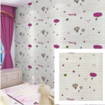 Set 10 Placi Tapet 3D, Flippy, 70 x 77 cm, Grosime 3 mm, din Polietilena, Tip Caramida, Model cu Baloane, Suprafata acoperita 5.3 mp, Alb - imagine 4