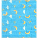 Set 10 Placi Tapet 3D, Flippy, 70 x 77 cm, Grosime 3 mm, din Polietilena, Tip Caramida, Model Luna, Suprafata acoperita 5.3 mp, Albastru - imagine 3