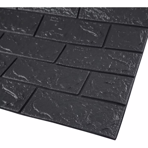 Set 10 Placi Tapet 3D, Flippy, 70 x 77 cm, Grosime 3 mm, din Polietilena, Model Caramida, Suprafata acoperita 5.3 mp, Negru - imagine 3