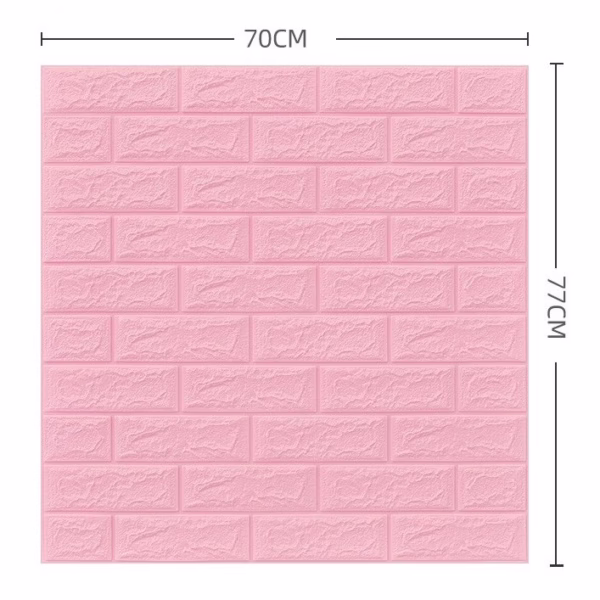 Set 10 Placi Tapet 3D, Flippy, 70 x 77 cm, Grosime 3 mm, din Polietilena, Model Caramida, Suprafata acoperita 5.3 mp, Roz - imagine 8