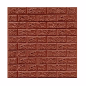Set 10 Placi Tapet 3D, Flippy, 70 x 77 cm, Grosime 3 mm, din Polietilena, Model Caramida, Suprafata acoperita 5.3 mp, Maro