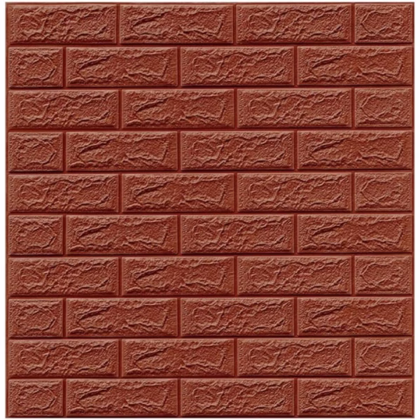 Set 10 Placi Tapet 3D, Flippy, 70 x 77 cm, Grosime 3 mm, din Polietilena, Model Caramida, Suprafata acoperita 5.3 mp, Maro - imagine 3