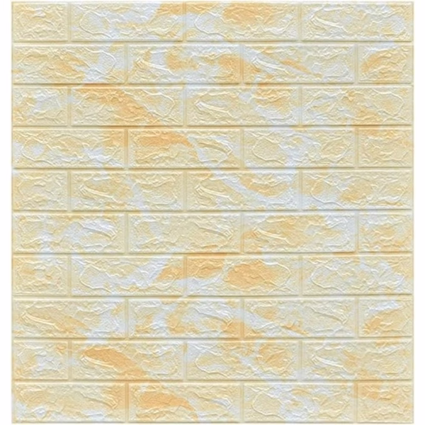 Set 10 Placi Tapet 3D, Flippy, 70 x 77 cm, Grosime 3 mm, din Polietilena, Model Caramida, Suprafata acoperita 5.3 mp, Marmura Galbena - imagine 4