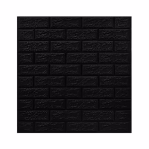 Set 10 Placi Tapet 3D, Flippy, 70 x 77 cm, Grosime 3 mm, din Polietilena, Model Caramida, Suprafata acoperita 5.3 mp, Negru