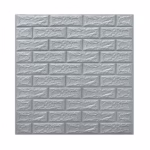 Set 10 Placi Tapet 3D, Flippy, 70 x 77 cm, Grosime 3 mm, din Polietilena, Model Caramida, Suprafata acoperita 5.3 mp, Argintiu