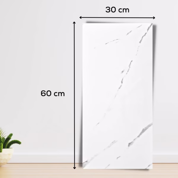 Set 10 Placi Tapet, Flippy, 60 x 30 cm, Grosime 1.5 mm, din PVC, Model Imitatie de Marmura, Suprafata acoperita 1.8 mp, Alb - imagine 6