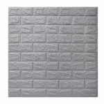 Set 10 Placi de Tapet, Flippy, Autoadezive, 70 x 77 cm, 2.5 mm Grosime, Suprafata Acoperita 5.3 mp, din PVC, Model Caramida, Argintiu