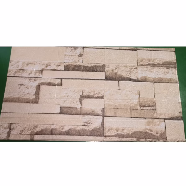 Set 10 Placi de Tapet, Flippy, Autoadezive, 70 x 77 cm, 2.5 mm Grosime, Suprafata Acoperita 5.3 mp, din PVC, Model Piatra, Bej - imagine 5