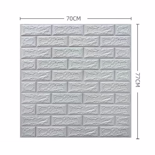 Set 10 Placi de Tapet, Flippy, Autoadezive, 70 x 77 cm, 3.5 mm Grosime, Suprafata Acoperita 5.3 mp, din PVC, Model Caramida, Gri - imagine 2