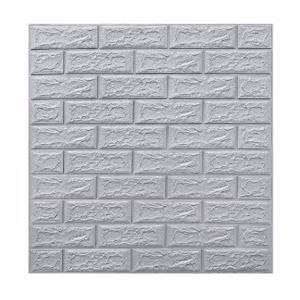 Set 10 Placi de Tapet, Flippy, Autoadezive, 70 x 77 cm, 3.5 mm Grosime, Suprafata Acoperita 5.3 mp, din PVC, Model Caramida, Gri