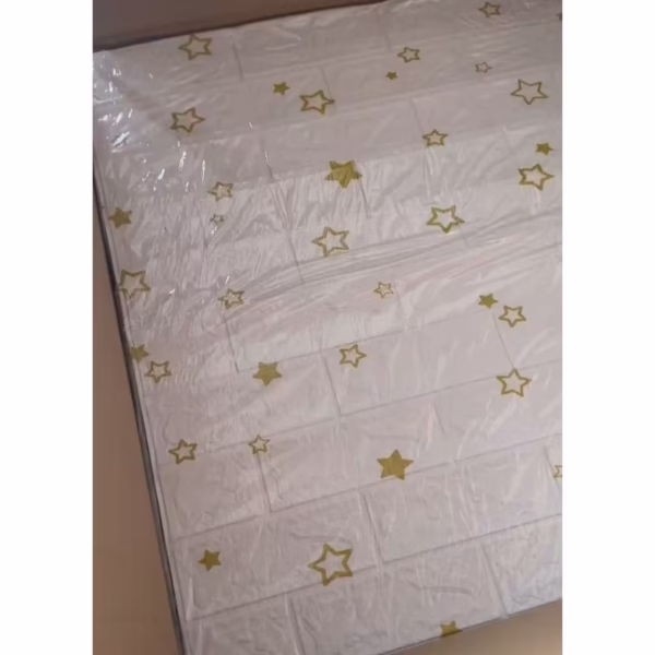 Set 10 Placi de Tapet, Flippy, Autoadezive, 70 x 77 cm, Suprafata Acoperita 5.3 mp, din PVC, Model Stelute Aurii, Alb - imagine 2