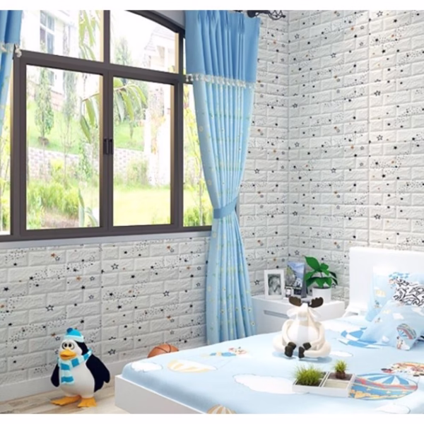 Set 10 Placi de Tapet, Flippy, Autoadezive, 70 x 77 cm, Suprafata Acoperita 5.3 mp, din PVC, Model Stelute Curcubeu, Alb - imagine 3
