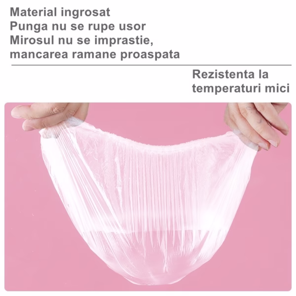 Set 100 Folie de Protectie Elastica pentru Alimente si Boluri Flippy, material plastic, prospetime, diametrul 12 - 40 cm - imagine 4