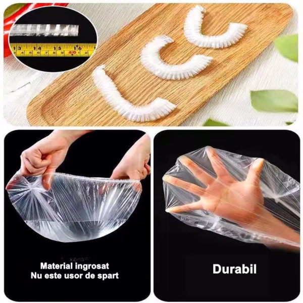 Set 100 Folie de Protectie Elastica pentru Alimente si Boluri Flippy, material plastic, prospetime, diametrul 12 - 40 cm - imagine 5