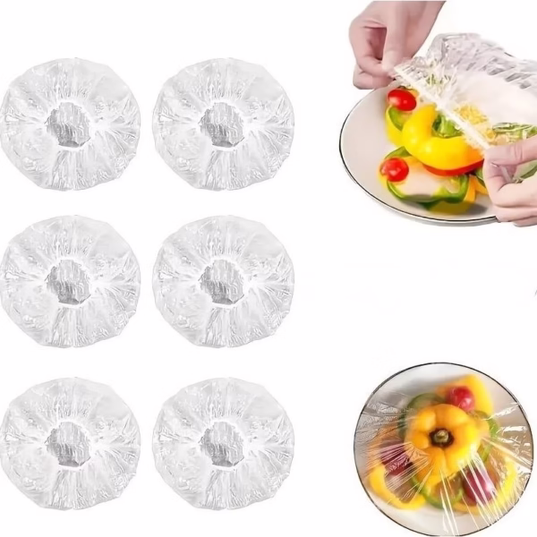 Set 100 Folie de Protectie Elastica pentru Alimente si Boluri Flippy, material plastic, prospetime, diametrul 12 - 40 cm - imagine 1