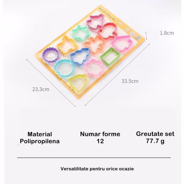 Set 12 forme pentru prajituri Flippy, material polipropilena, diverse forme, pentru orice ocazie,  adancime 1.6 cm, 23.3 x 33.5 x 1.8 cm, multicolor - imagine 2