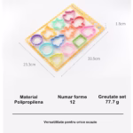 Set 12 forme pentru prajituri Flippy, material polipropilena, diverse forme, pentru orice ocazie,  adancime 1.6 cm, 23.3 x 33.5 x 1.8 cm, multicolor - imagine 10