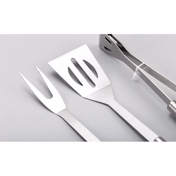 Set 14 Ustensile pentru Gratar cu Termometru, Flippy, din Otel Inoxidabil, Geanta Oxford, Argintiu - imagine 6
