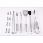 Set 18 Ustensile pentru Gratar, Flippy, din Otel Inoxidabil, Geanta Oxford, Argintiu - imagine 12