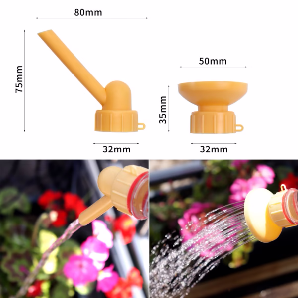 Set 2 capace de sticla pentru irigat florile Flippy, stropitoare si teava, practic si usor de utilizat, portabil, reutilizabil, 8 x 7.5 cm, galben - imagine 6