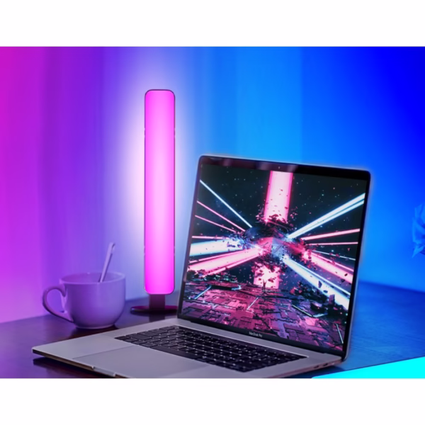 Set 2 Lampi de Birou, Flippy, RGB Colorat, 28 LED, Putere 5V, Telecomanda cu 24 de Taste, Cablu USB, Negru, 25.5x4x3.5cm - imagine 2
