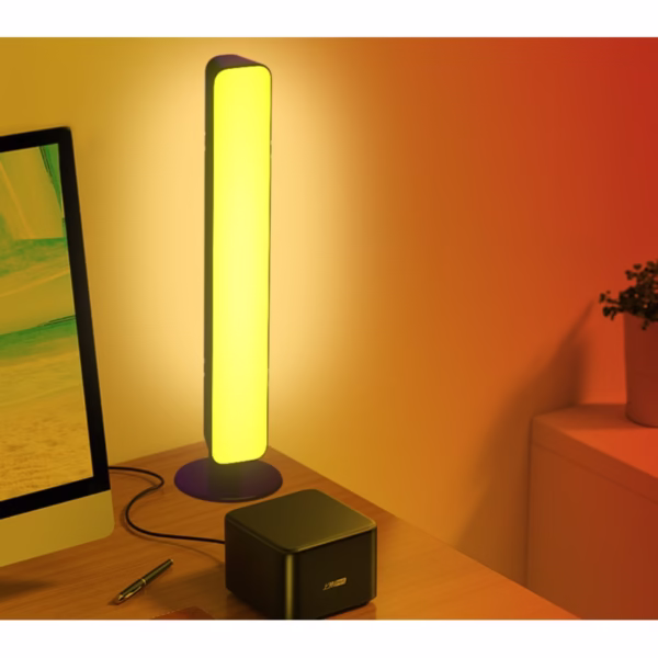 Set 2 Lampi de Birou, Flippy, RGB Colorat, 28 LED, Putere 5V, Telecomanda cu 24 de Taste, Cablu USB, Negru, 25.5x4x3.5cm - imagine 3