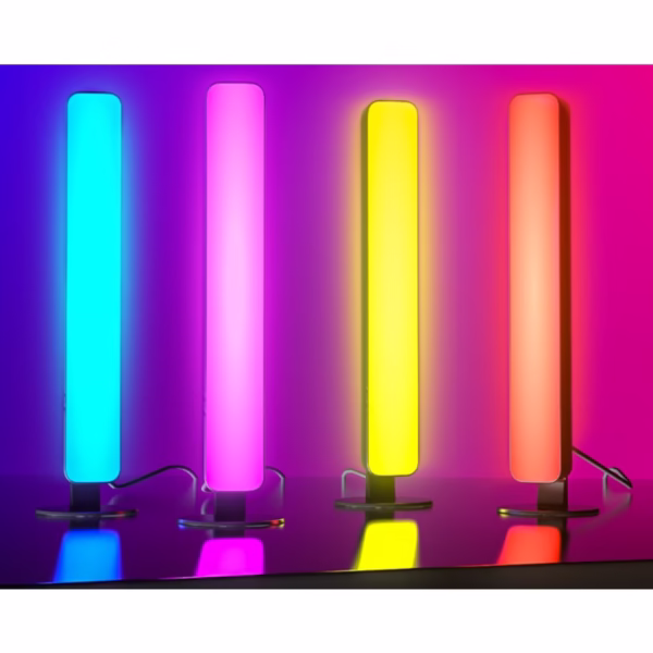 Set 2 Lampi de Birou, Flippy, RGB Colorat, 28 LED, Putere 5V, Telecomanda cu 24 de Taste, Cablu USB, Negru, 25.5x4x3.5cm - imagine 6