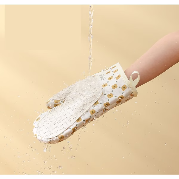 Set 2 manusi cuptor Flippy, manusa de bucatarie,  rezistenta 330 grade, textil si cauciuc, 26.5x18 cm, alb - imagine 6