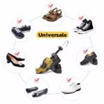 Set 2 Sanuri/Calapoade Reglabilile, Flippy, pentru Alungit si Largit Pantofi, Geanta si Incaltator Incluse, Universale, Unisex, din ABS Premium, Arc, Marime 40 - 47, Galben/Negru - imagine 2