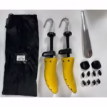 Set 2 Sanuri/Calapoade Reglabilile, Flippy, pentru Alungit si Largit Pantofi, Geanta si Incaltator Incluse, Universale, Unisex, din ABS Premium, Arc, Marime 40 - 47, Galben/Negru - imagine 2