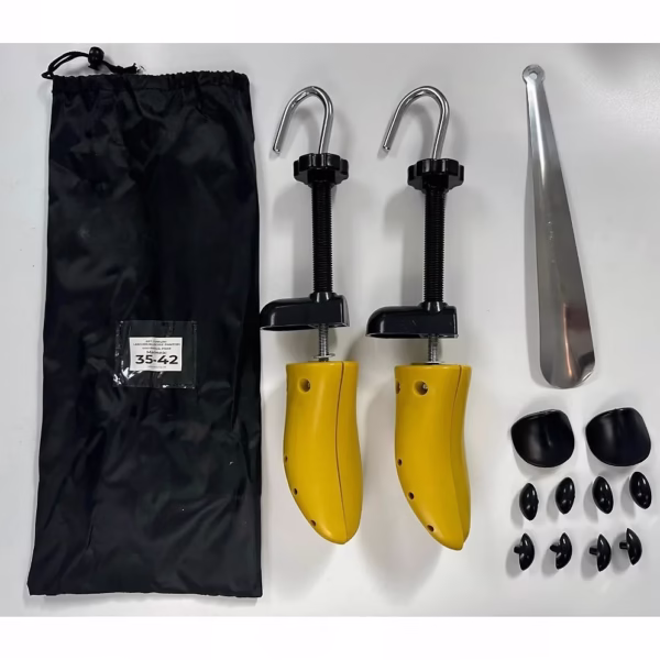 Set 2 Sanuri/Calapoade Reglabilile, Flippy, pentru Alungit si Largit Pantofi, Geanta si Incaltator Incluse, Universale, Unisex, din ABS Premium, Arc, Marime 35 - 42, Galben/Negru - imagine 7