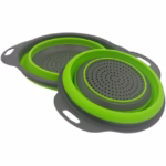 Set 2 strecuratori pliabile din silicon alimentar Flippy, cu manere, fund antiaderent si antialunecare, rotunda, doua dimensiuni, usor de depozitat, compatibil cu masina de spalat vase, verde - imagine 8