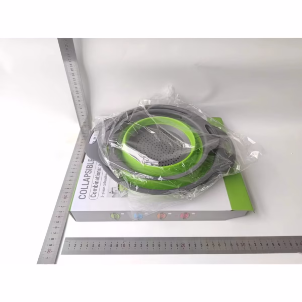 Set 2 strecuratori pliabile din silicon alimentar Flippy, cu manere, fund antiaderent si antialunecare, rotunda, doua dimensiuni, usor de depozitat, compatibil cu masina de spalat vase, verde - imagine 10