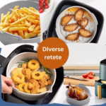 Set 2 tavi din silicon ecologic pentru air fryer Flippy, temperatura maxima 230 grade, reutilizabile, reciclabile, cu manere anti-alunecare, fund antiaderent, 18.7 x 19.5 x 7 cm, gri - imagine 4