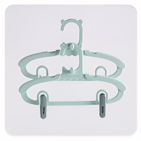 Set 10 de Cleme pentru Haine, Flippy, de Prindere pentru Pantaloni, Atasabile la Umerase, 1.6x2.3x6.35 cm, Verde - imagine 7