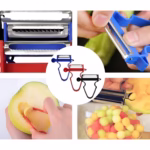 Set 3 Accesorii de Decojire, Razuire si Feliere, Flippy, pentru Legume si Fructe, Negru-Rosu-Albastru - imagine 5