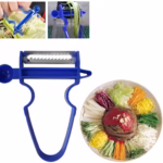 Set 3 Accesorii de Decojire, Razuire si Feliere, Flippy, pentru Legume si Fructe, Negru-Rosu-Albastru - imagine 7
